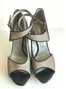 GEORGINA GOODMAN Black / Nude MESH D'Orsay Platform Pumps Heels 37.5 ~ EUC - Picture 1 of 7