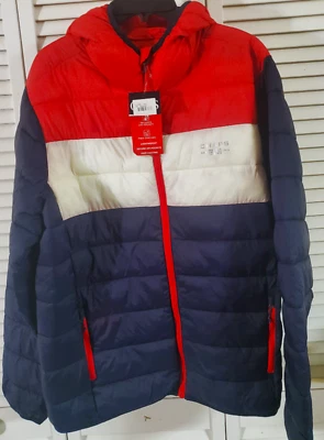 CHAPS Red White Blue Lightweight Puffer Jacket NWT Size L - Image 1 of 4