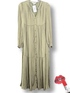 Lalavon Journey Dress Small Peasant Sage Green Long Sleeve Boho Quiet Luxury - Picture 1 of 15