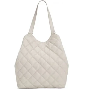 INC Andria quilted faux-leather women's XL tote bag - Bone/ White - Picture 1 of 9