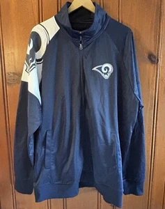 Los Angeles Rams NFL Full Zip Track Jacket Uomo XXL Grande Retro Logo Navy Bianco - Foto 1 di 9