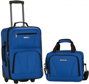 Rockland Fashion Softside Upright Luggage Set, 2-Piece Set (14/19), Blue 