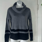 Akini Grey And Black Lambswool Cashmere Blend Turtleneck Sweater-S