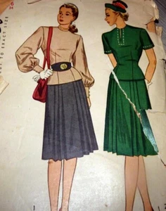* Schönes Vintage 40er Jahre Kleid Schnittmuster 16/34 FF - Bild 1 von 1