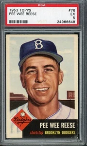 1953 Topps #76 Pee Wee Reese Brooklyn Dodgers ex PSA 5 Set Break - Picture 1 of 2