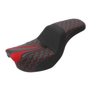 Asiento de conductor y pasajero negro + rojo apto para Harley Dyna Street Bob FXDB 2006-2017 - Imagen 1 de 11