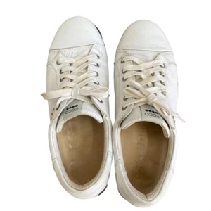 Ecco Shoes Men's White Leather Sneaker Size: 44 extra wide - Picture 1 of 9