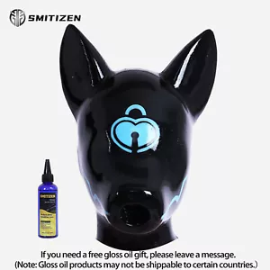 Smitizen Silikon Schwarz Lange Ohren Drohne Haube Latex-ähnlich mit Herz-Schloss - Bild 1 von 20