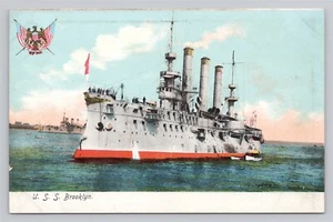 EE. UU. Postal trasera indivisa del barco de guerra naval de Brooklyn - Imagen 1 de 2