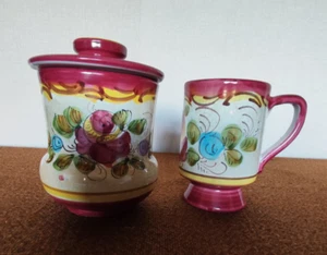 Vintage Set Handbemalte Keramik Tasse & (Gebäck)Dose - Bild 1 von 13
