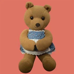Fisher Price Vintage Plüsch Teddybär 15 Zoll #248 blau Blumen Kleid Stofftier - Bild 1 von 3