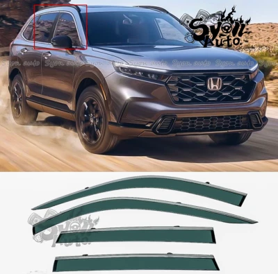 FITS 2023-2025 HONDA CRV CR-V SMOKE TINTED CLIP-ON WINDOW VISOR W/ CHROME TRIM - Image 1 of 4