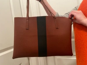 Vince Camuto Brown Black Vegan Leather Pebble Texture Laptop Computer Tote Bag - Picture 1 of 6
