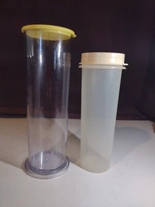 lot of 2 tupperware+Rubbermaid tall cylinder snap lids containers - Picture 1 of 4