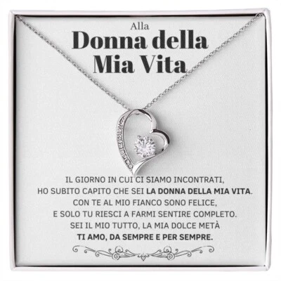 Collana Donna Amore Argento Regali per lei - Cofanetto con DEDICA incluso - Immagine 1 di 4