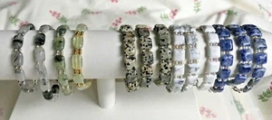 Semi Precious Double Drilled Stone Threaded Bracelets with Plated Clasps - Picture 1 of 33