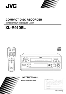 JVC XL-R910SL CD Recorder Owners Instruction Manual Reprint - Picture 1 of 1