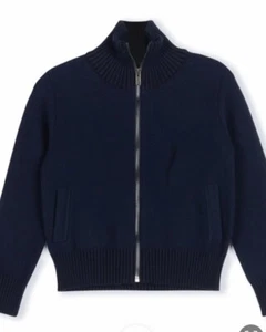 Hello Yellow Navy Blue Kids Full Zip Knit Sweater  12 Year Preowned/ Excellent - Picture 1 of 1