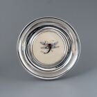 Fine Antique Silver & Porcelain Pin Dish With Hand-Painted Dragonfly Dated 1919