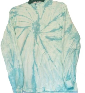 CAMISETA TIE DYE TEÑIDA A MANO AZUL LITE REMOLINO TALLA PEQUEÑA MANGA LARGA ENVÍO GRATUITO A EE. UU. - Imagen 1 de 1