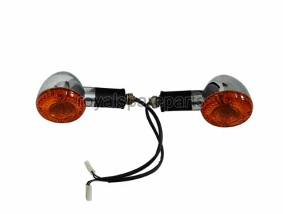For Royal Enfield Classic 350cc 500cc Rear Indicator Trafficator Pair, Chrome Foto 1 de 3