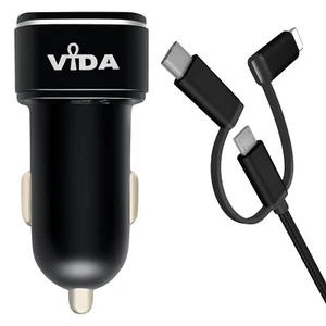USB Car Charger Adapter Multiport Adapter for Mobile Phone Tablet PC with USB-C - Imagen 1 de 9