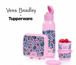 Tupperware Vera Bradley Floral Rosa 4-teiliges Lunch-Set Neu BPA-frei  - Bild 1 von 1