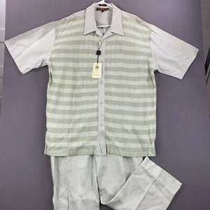 NUEVO CON ETIQUETAS DE COLECCIÓN Traje de Ocio Inserch Italia Para Hombres 3XL Té Verde Lino Lavable *Aamarillo* - Imagen 1 de 23