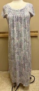 MISS ELAINE Cottonessa Long Gown Style # 502872 Short Sleeve Paisley SZ S - Picture 1 of 7