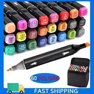60 Color Marker Copic Pen Dual Headed Graphic Artist Sketch TOUCH Markers Set - Picture 1 of 16