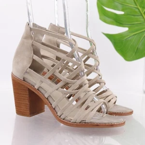 ST SAVA Women's Joe Sandal Size 8 Block Heel Caged Strappy Bootie Taupe Suede - Picture 1 of 9