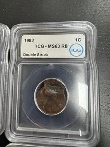 1983 Lincoln Cent- Double Strike / Double Struck Error - ICG Graded MS63RB - Picture 1 of 3