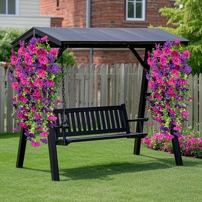 Flores colgantes artificiales de la gloria de la mañana, flores colgantes artificiales realistas. Foto 1 de 4