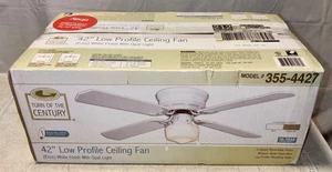 NEW Turn Of The Century 42" Low Profile Ceiling Fan Light WHITE / WASHED OAK - Picture 1 of 6