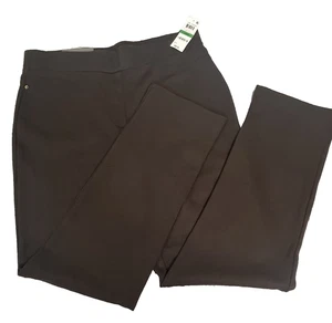JM Collection Pants size Large Chocolate Brown Slim Leg Stretch Career Casual - Picture 1 of 9