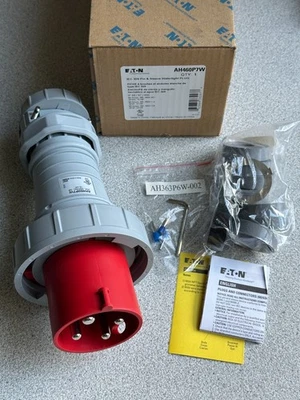 NOVO Eaton AH460P7W Pino e Manga Plugue Impermeável 60 Amp 480VAC 3 Ph 3 Pólos 4 Fios - Imagem 1 de 4