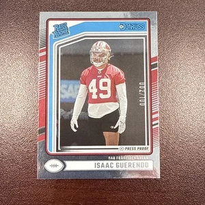 2024 Panini Donruss Isaac Guerendo Press Proof Rated Rookie /100 SP 49ers - Bild 1 von 2
