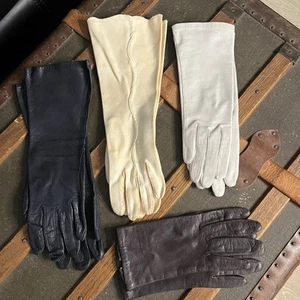 Vintage Gloves Lot of 4 Pair /  2 Unbranded, 1 Van Raalte, 1 Ultradoe / 1950-60s - Picture 1 of 23