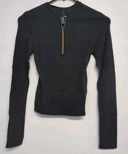 Skims Cotton Jersey Long Sleeve Crew Neck T-Shirt Sz XS Soot AP-TSH-0647 (80311) - Picture 1 of 6