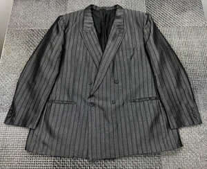 Vintage Double‑Breasted stripe Suit Jacket 52R Grey Korea 1980s–90s - Picture 1 of 13