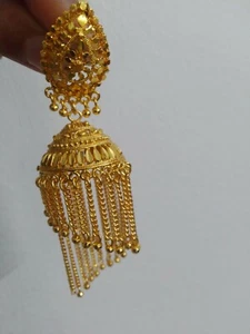 Indian South Indian Gold Toned Traditional Jhumka Jhumki Wedding Earrings - Picture 1 of 6