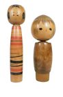 Old-fashioned charm! Vintage Japanese set of 2 Wooden Kokeshi Dolls