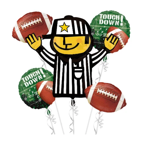 ANAGRAM #23956 Football Touch Down Referee Party Theme Foil Balloon Bouquet 5ct - Image 1 of 1