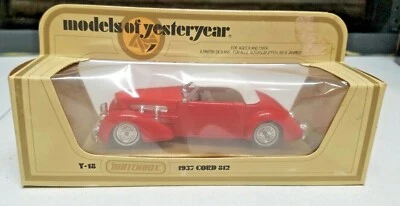 Matchbox Models Of Yesteryear Y-18 1937 CORD 812 New In Box Antique Car RED/WHT - Image 1 of 4