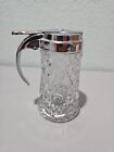 IMPERIAL GLASS ☆ 5" Clear Syrup Pitcher with Metal Lid Pattern  HOBSTAR