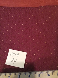 Burgundy Gold Dot Print Upholstery Fabric Remnant  F759 - Picture 1 of 1