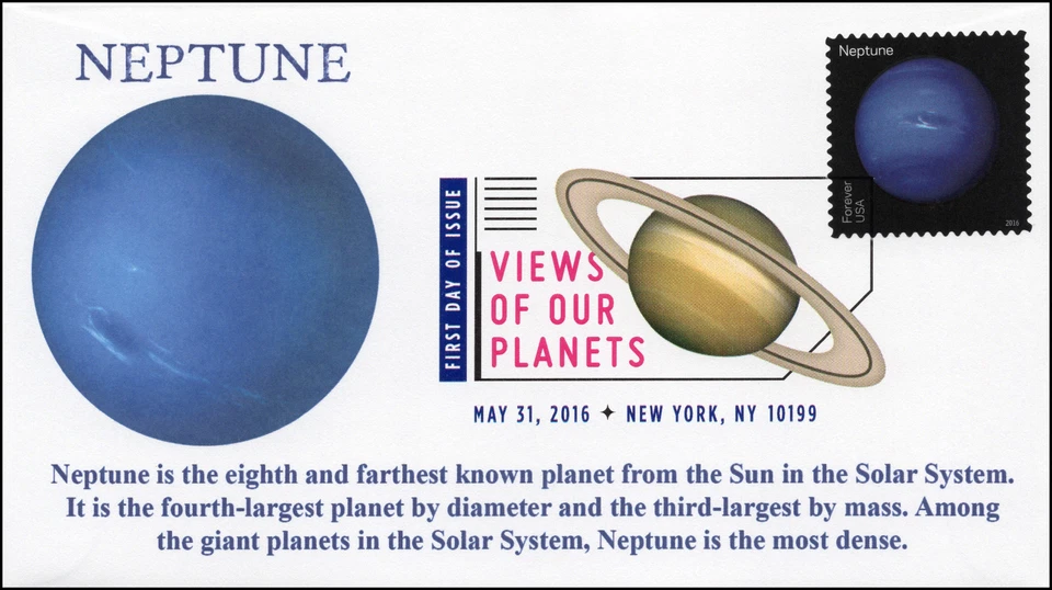 2016, Views of our Planets, Neptune, Digital Color Postmark, FDC, 16-228 - Image 1 of 1