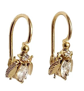 14 Karat massiver Gelbgold Damen Ohrring Schmuck  - Bild 1 von 2