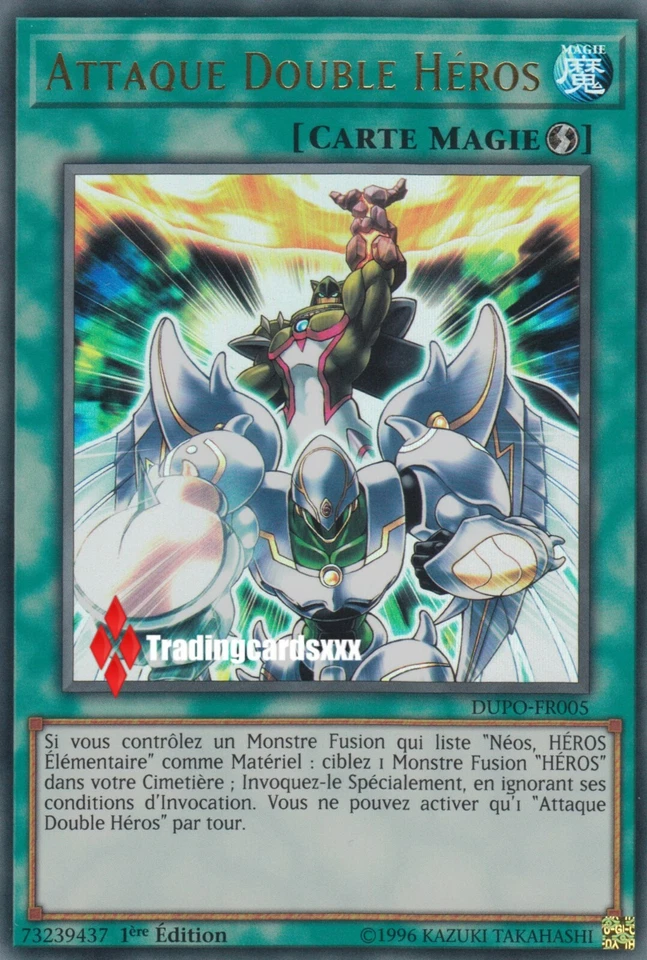♦Yu-Gi-Oh!♦ Attaque Double Héros (Néos Elémentaire) : DUPO-FR005 -VF/Ultra Rare- - Photo 1/1