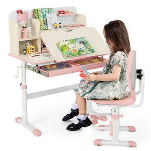 Kids Desk & Chair Set Height Adjustable Children School Study Table & Chair - Picture 1 of 8